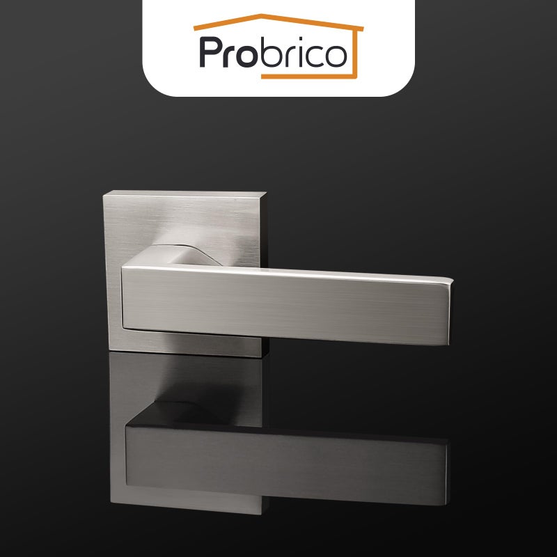 Probrico [Pack of 10 Door Lever Dummy Lever Door Handle for Closets French Doors,Square Dummy Door Lever,Non-Turning Single Side Pull with Satin Nickel Finish,Easy Installation Pull Only Lever Set - Image 2